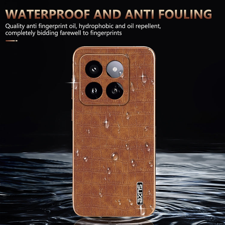 For Xiaomi 14 Pro AZNS Electroplated Frame Crocodile Texture Full Coverage Phone Case(Green) - 14 Pro Cases by AZNS | Online Shopping UK | buy2fix