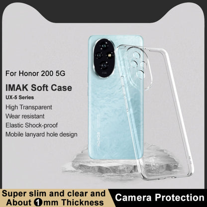 For Honor 200 5G imak UX-5 Series Transparent Shockproof TPU Protective Case(Transparent) - Honor Cases by imak | Online Shopping UK | buy2fix