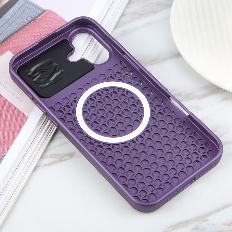 For iPhone 16 Plus Pure Color Honeycomb Aromatherapy MagSafe Phone Case(Purple) - iPhone 16 Plus Cases by buy2fix | Online Shopping UK | buy2fix