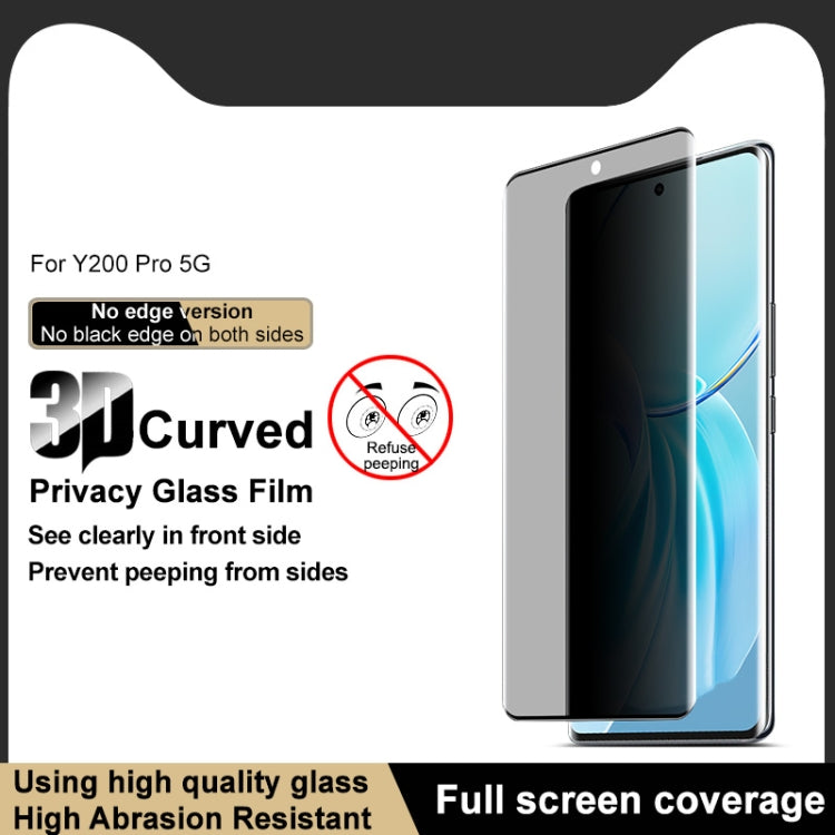 For vivo Y200 Pro imak No Edge Version 3D Curved Privacy Full Screen Tempered Glass Film - vivo Tempered Glass by imak | Online Shopping UK | buy2fix