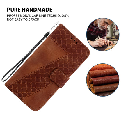 For Xiaomi Redmi K70 / K70 Pro Seven-shaped Embossed Leather Phone Case(Brown) - K70 Cases by buy2fix | Online Shopping UK | buy2fix