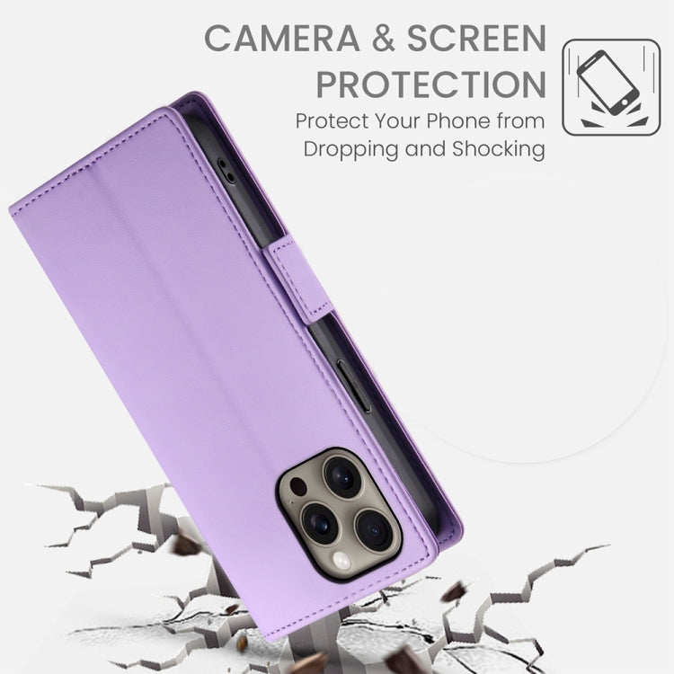 For iPhone 16 Pro Max Side Buckle Magnetic Frosted Leather Phone Case(Purple) - iPhone 16 Pro Max Cases by buy2fix | Online Shopping UK | buy2fix