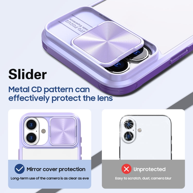 For iPhone 16 Pro Sliding Camshield Acrylic Hybrid TPU Phone Case(Purple) - iPhone 16 Pro Cases by buy2fix | Online Shopping UK | buy2fix