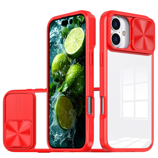 For iPhone 16 Plus Sliding Camshield Acrylic Hybrid TPU Phone Case(Red) - iPhone 16 Plus Cases by buy2fix | Online Shopping UK | buy2fix