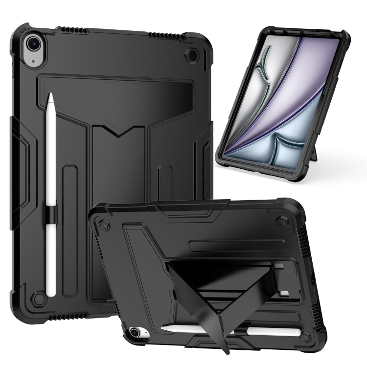 For iPad Air 11 2024 T Holder Robot Silicone Hybrid PC Tablet Case(Black) - iPad Air 11 2024 Cases by buy2fix | Online Shopping UK | buy2fix