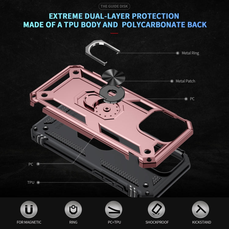 For iPhone 16 Pro Shockproof TPU Hybrid PC Phone Case with Holder(Rose Gold) - iPhone 16 Pro Cases by buy2fix | Online Shopping UK | buy2fix