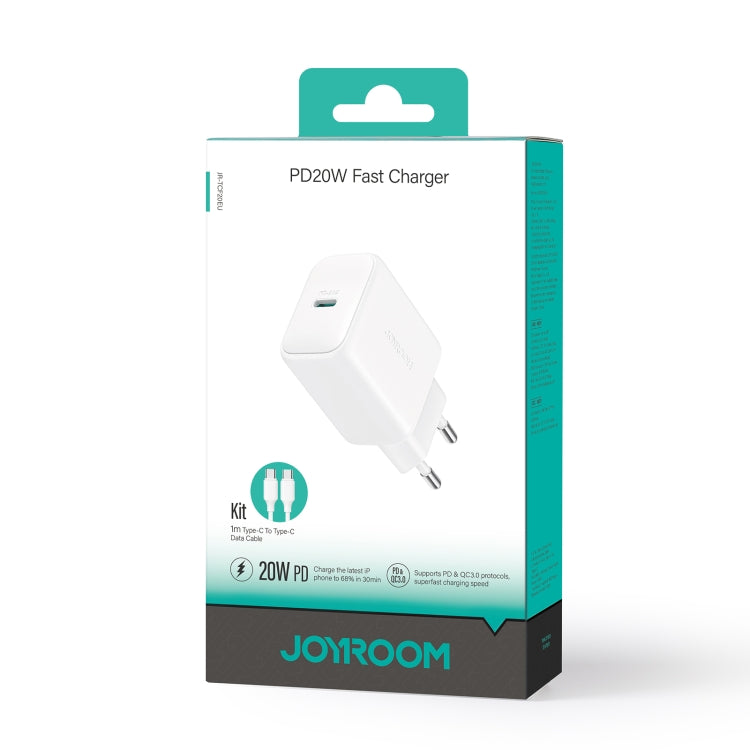 JOYROOM JR-TCF20 PD20W Type-C Port Charger Kit with Type-C to Type-C Cable, Plug:EU Plug(White) - USB Charger by JOYROOM | Online Shopping UK | buy2fix