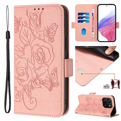 For Blackview WAVE 6C Embossed Rose RFID Anti-theft Leather Phone Case(Pink) - More Brand by buy2fix | Online Shopping UK | buy2fix