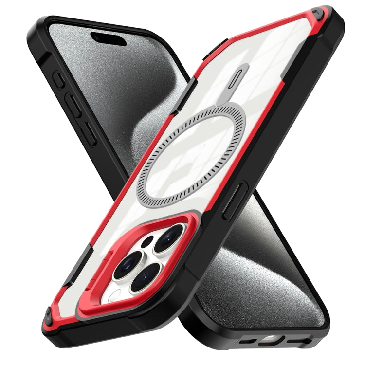 For iPhone 16 Pro Max Transparent Acrylic MagSafe Lens Holder Phone Case(Red) - iPhone 16 Pro Max Cases by buy2fix | Online Shopping UK | buy2fix