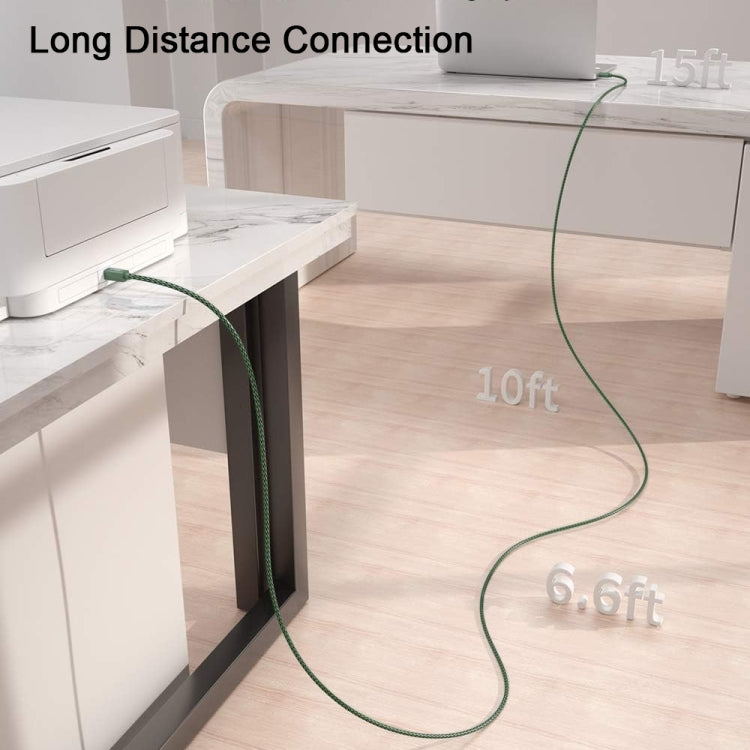 USB 2.0 to Square Port A/B Printer Adapter Cable, Length:0.5m(Green) - USB Cable by buy2fix | Online Shopping UK | buy2fix