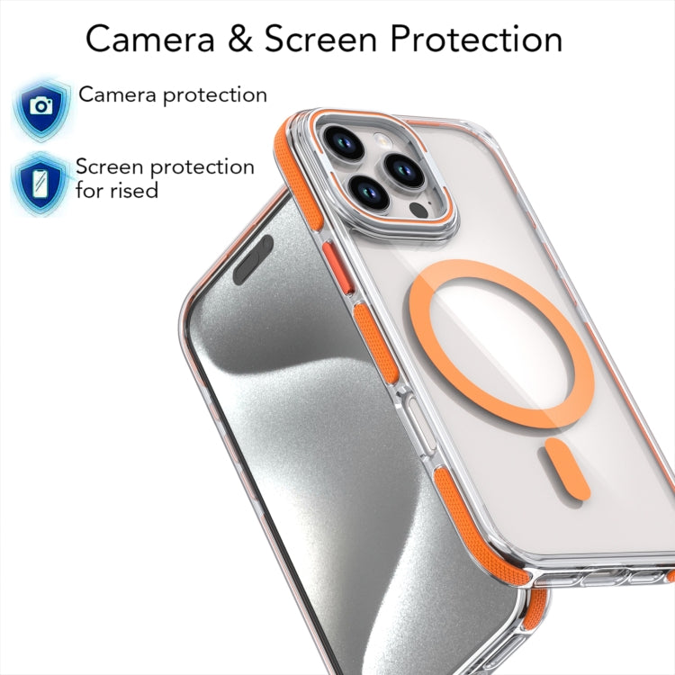 For iPhone 16 Pro Dual-Color Clear Acrylic Hybrid TPU Lens Flip Holder MagSafe Phone Case(Red) - iPhone 16 Pro Cases by buy2fix | Online Shopping UK | buy2fix