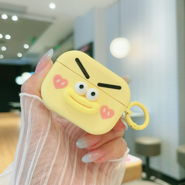 For AirPods Pro Fresh 3D Emoji Pattern Skin Feel Earbuds Box PC Case(Yellow) - For AirPods Pro by buy2fix | Online Shopping UK | buy2fix