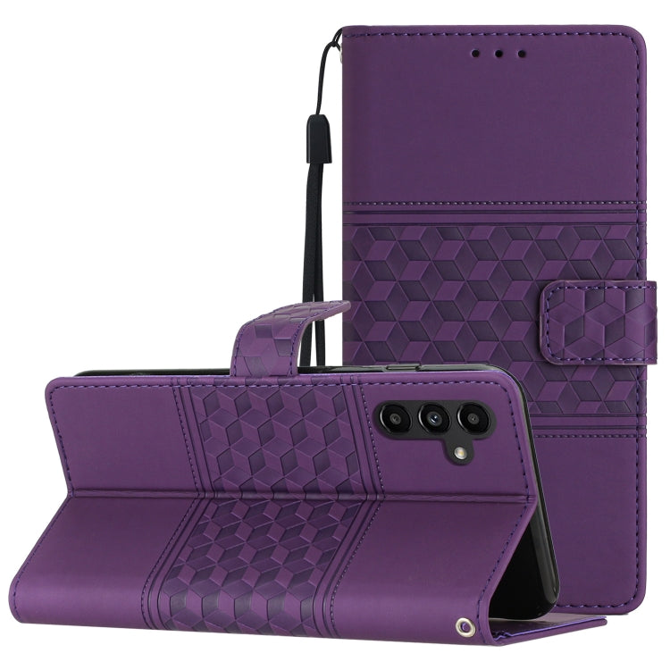 For Samsung Galaxy S25 5G Diamond Embossed Skin Feel Leather Phone Case(Purple) - Galaxy S25 5G Cases by buy2fix | Online Shopping UK | buy2fix