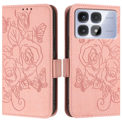 For Redmi K70 Ultra 5G Global Embossed Rose RFID Anti-theft Leather Phone Case(Pink) - Xiaomi Cases by buy2fix | Online Shopping UK | buy2fix