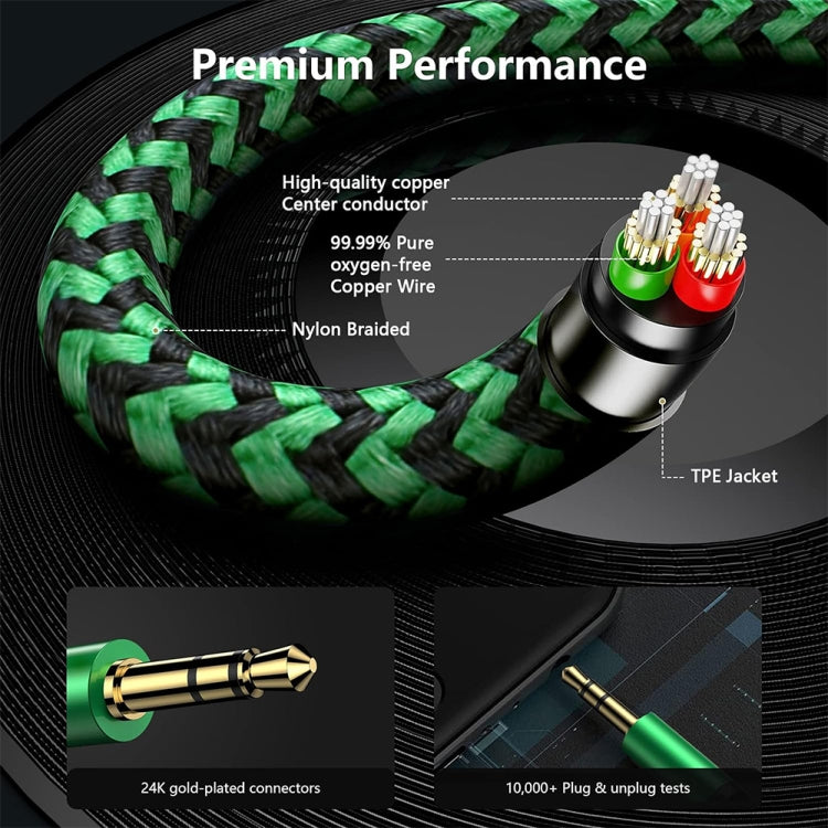 3.5mm Male to Dual 3.5mm Audio + Microphone 2 in 1 Audio Adapter Cable, Length:3m(Green) - Video & Audio Cable by imak | Online Shopping UK | buy2fix