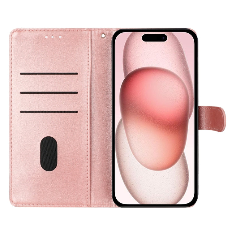 For iPhone 16 Pro Max Butterflies and Flowers Leather Phone Case(Rose Gold) - iPhone 16 Pro Max Cases by buy2fix | Online Shopping UK | buy2fix