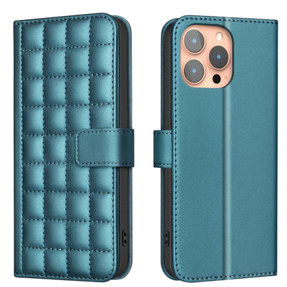 For iPhone 16 Pro Square Texture Leather Phone Case(Green) - iPhone 16 Pro Cases by buy2fix | Online Shopping UK | buy2fix