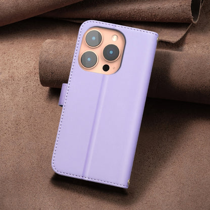 For iPhone 16 Pro Max Square Texture Leather Phone Case(Purple) - iPhone 16 Pro Max Cases by buy2fix | Online Shopping UK | buy2fix