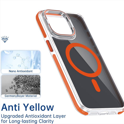 For iPhone 16 Pro Magsafe Dual-Color Transparent Black Lens Holder Phone Case(White) - iPhone 16 Pro Cases by buy2fix | Online Shopping UK | buy2fix