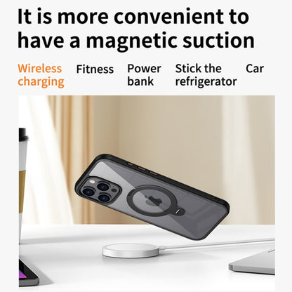 For iPhone 16 Pro Max Transparent MagSafe Magnetic Rotating Ring Holder Phone Case(Black) - iPhone 16 Pro Max Cases by buy2fix | Online Shopping UK | buy2fix