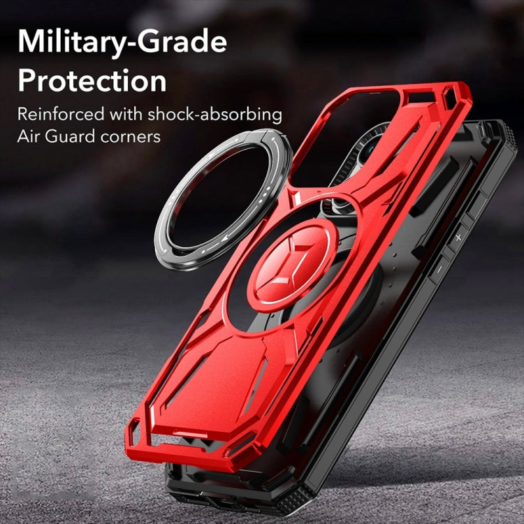 For iPhone 15 Pro Armor II Series MagSafe Magnetic Holder Phone Case(Red) - iPhone 15 Pro Cases by buy2fix | Online Shopping UK | buy2fix