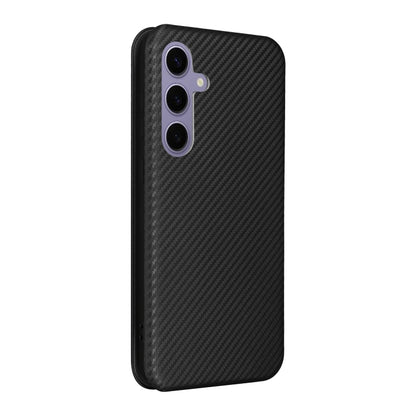 For Samsung Galaxy S25+ 5G Carbon Fiber Texture Flip Leather Phone Case(Black) - Galaxy S25+ 5G Cases by buy2fix | Online Shopping UK | buy2fix