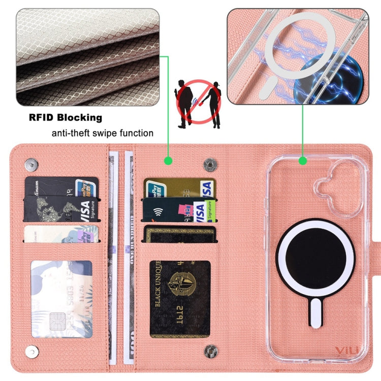 For iPhone 16 Pro Max ViLi GHA-C Series RFID MagSafe Magnetic Flip Leather Phone Case(Pink) - iPhone 16 Pro Max Cases by ViLi | Online Shopping UK | buy2fix