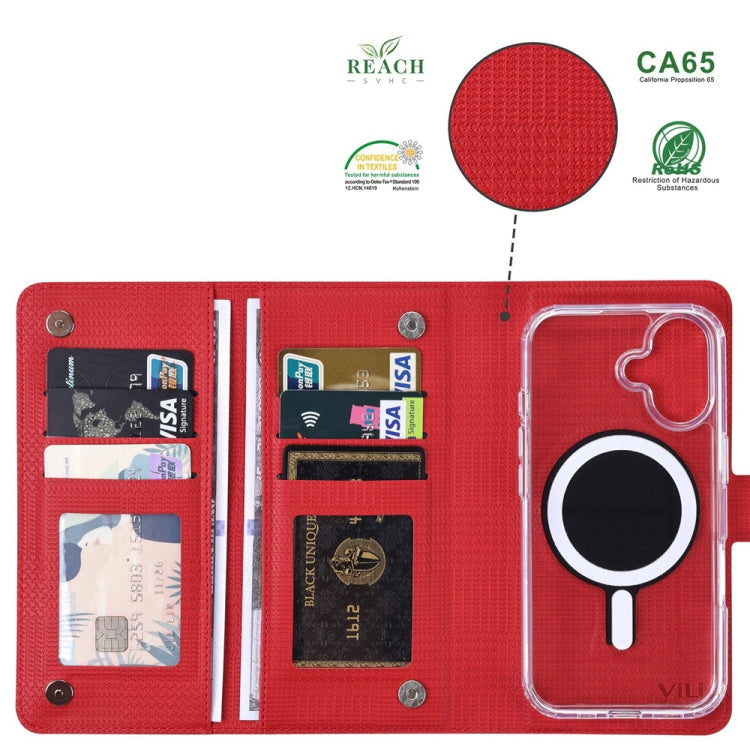 For iPhone 16 Pro Max ViLi GHA-C Series RFID MagSafe Magnetic Flip Leather Phone Case(Red) - iPhone 16 Pro Max Cases by ViLi | Online Shopping UK | buy2fix