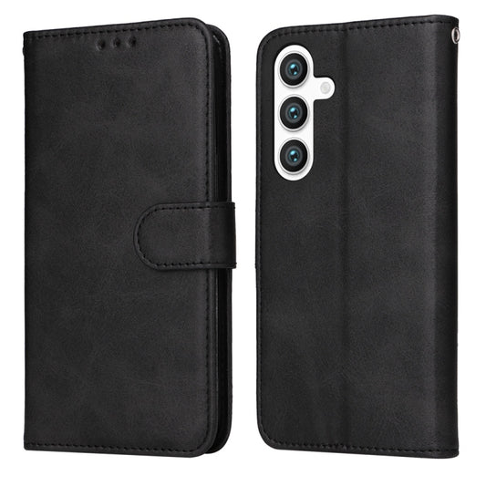 For Samsung Galaxy S25 5G Classic Calf Texture Flip Leather Phone Case(Black) - Galaxy S25 5G Cases by buy2fix | Online Shopping UK | buy2fix