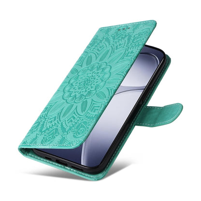 For Redmi K70 Ultra Embossed Sunflower Leather Phone Case(Green) - Xiaomi Cases by buy2fix | Online Shopping UK | buy2fix