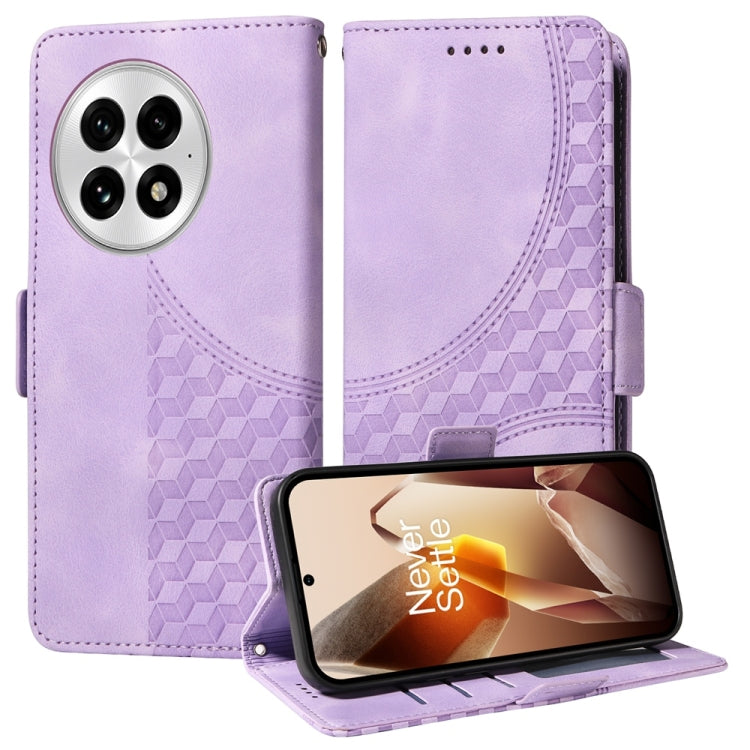 For OnePlus 13 Embossed Rhombus Starry Leather Phone Case(Purple) - OnePlus Cases by buy2fix | Online Shopping UK | buy2fix