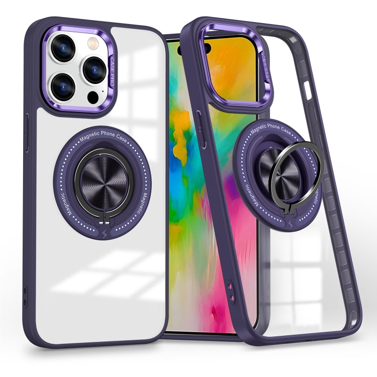 For iPhone 16 Pro Max Magnetic Rotating Ring Holder Phone Case(Dark Purple) - iPhone 16 Pro Max Cases by buy2fix | Online Shopping UK | buy2fix