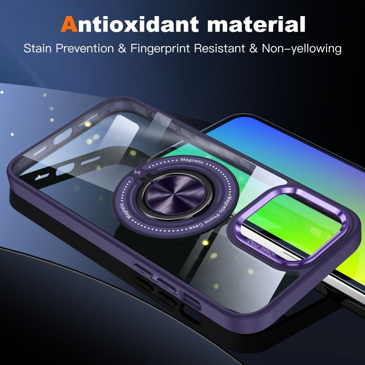 For iPhone 16 Pro Max Magnetic Rotating Ring Holder Phone Case(Dark Purple) - iPhone 16 Pro Max Cases by buy2fix | Online Shopping UK | buy2fix