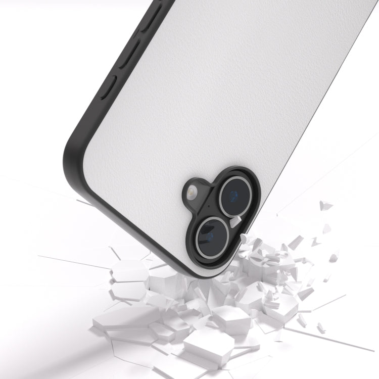 For iPhone 16 Plus PU Leather Black Frame Full Coverage Phone Case(White) - iPhone 16 Plus Cases by buy2fix | Online Shopping UK | buy2fix