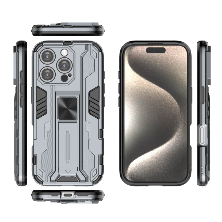 For iPhone 16 Pro Supersonic PC + TPU Holder Phone Case(Grey) - iPhone 16 Pro Cases by buy2fix | Online Shopping UK | buy2fix