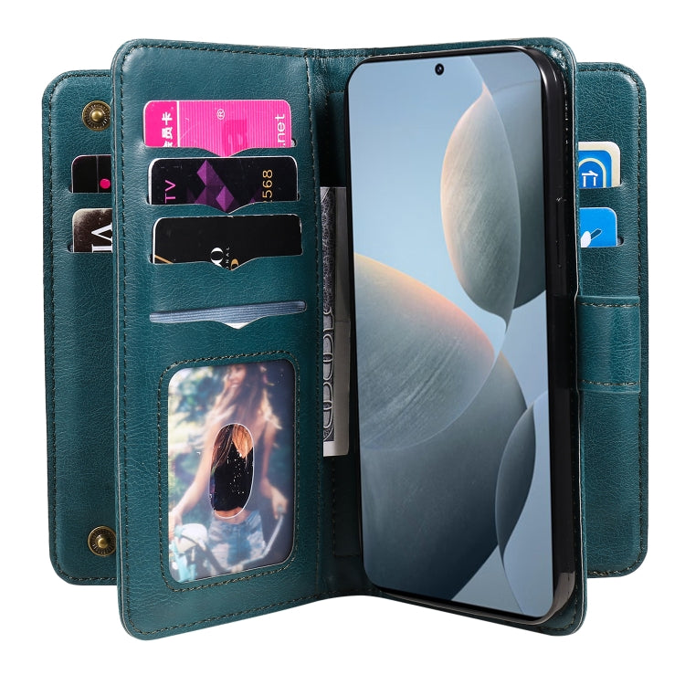 For Redmi K70 Multi-Function Wallet 10 Card Slots Leather Phone Case(Dark Green) - K70 Cases by buy2fix | Online Shopping UK | buy2fix