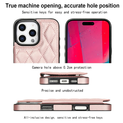 For iPhone 16 Pro Max Double Buckle Rhombic PU Leather Phone Case(Rose Gold) - iPhone 16 Pro Max Cases by buy2fix | Online Shopping UK | buy2fix