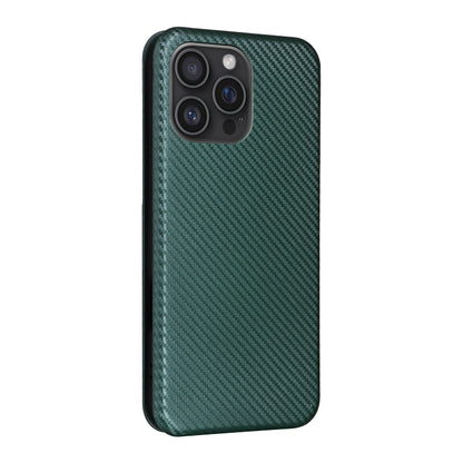 For iPhone 16 Pro Max Carbon Fiber Texture Flip Leather Phone Case(Green) - iPhone 16 Pro Max Cases by buy2fix | Online Shopping UK | buy2fix