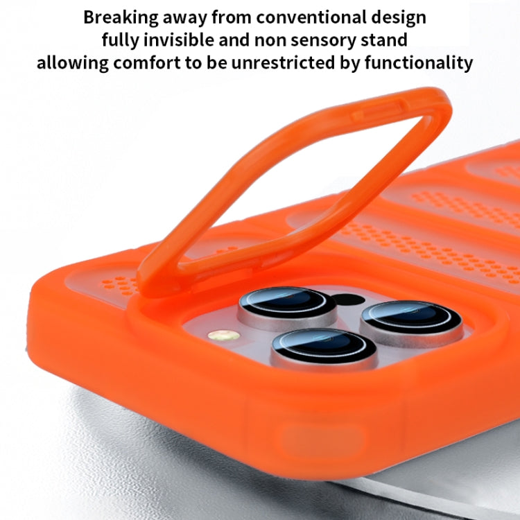 For iPhone 16 Pro Invisible Holder Cooling Phone Case(Transparent Orange) - iPhone 16 Pro Cases by buy2fix | Online Shopping UK | buy2fix