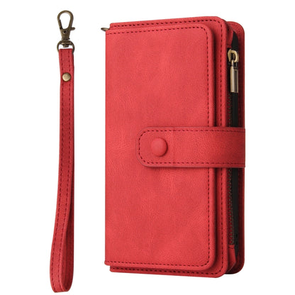 For Xiaomi 14T Pro Skin Feel Multi Card Slots Zipper Wallet Leather Phone Case(Red) - 14T Pro Cases by buy2fix | Online Shopping UK | buy2fix