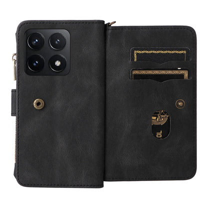 For Xiaomi 14T Skin Feel Multi Card Slots Zipper Wallet Leather Phone Case(Black) - 14T Cases by buy2fix | Online Shopping UK | buy2fix