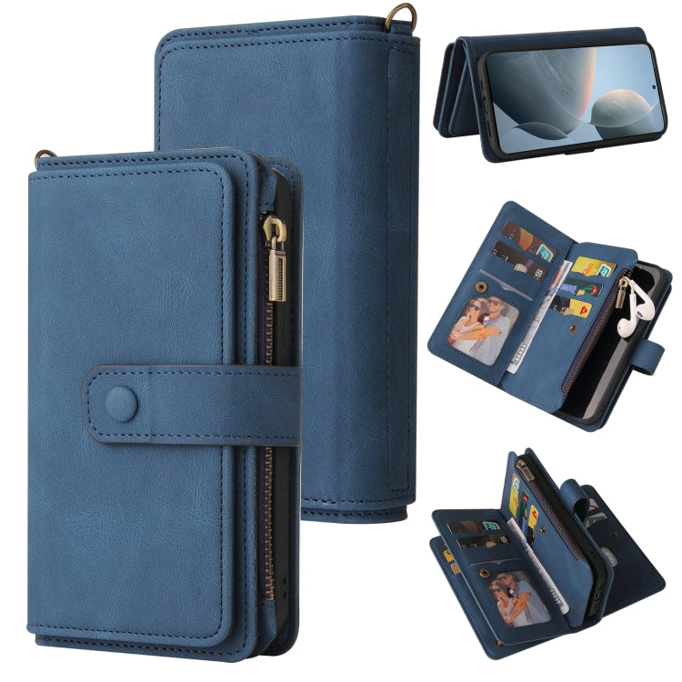 For Redmi K70 Skin Feel Multi Card Slots Zipper Wallet Leather Phone Case(Blue) - K70 Cases by buy2fix | Online Shopping UK | buy2fix