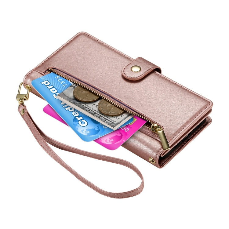 For Redmi K70 Nine Card-slot Zipper Wallet Bag Leather Phone Case(Pink) - K70 Cases by buy2fix | Online Shopping UK | buy2fix