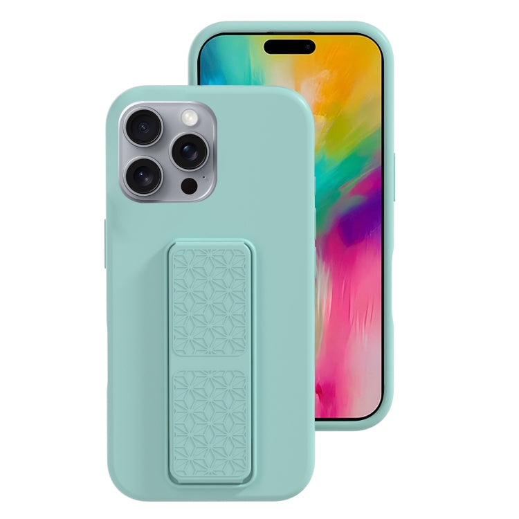 For iPhone 16 Pro Liquid Silicone Holder Phone Case(Sky Blue) - iPhone 16 Pro Cases by buy2fix | Online Shopping UK | buy2fix