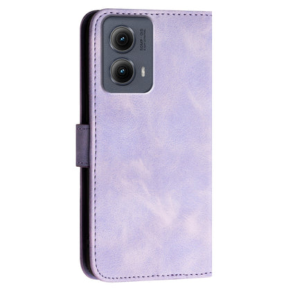 For Motorola Edge 2024 5G Global YX0080 Grid Butterfly Embossed Pattern Flip Leather Phone Case with Lanyard(Light Purple) - Motorola Cases by buy2fix | Online Shopping UK | buy2fix