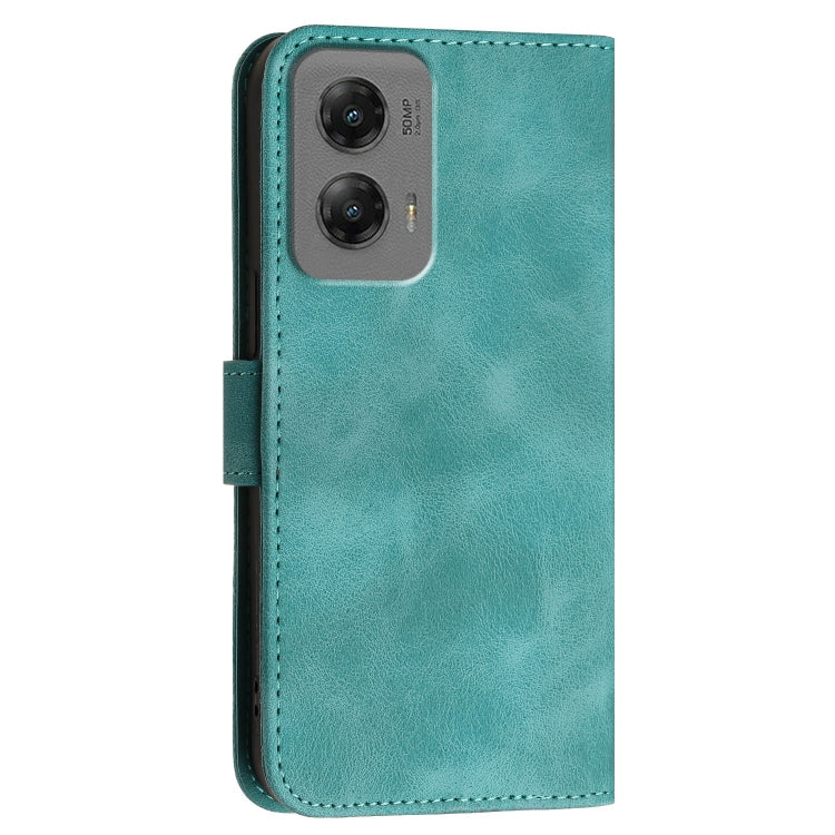 For Motorola Moto G Stylus 5G 2024 YX0080 Grid Butterfly Embossed Pattern Flip Leather Phone Case with Lanyard(Light Blue) - Motorola Cases by buy2fix | Online Shopping UK | buy2fix