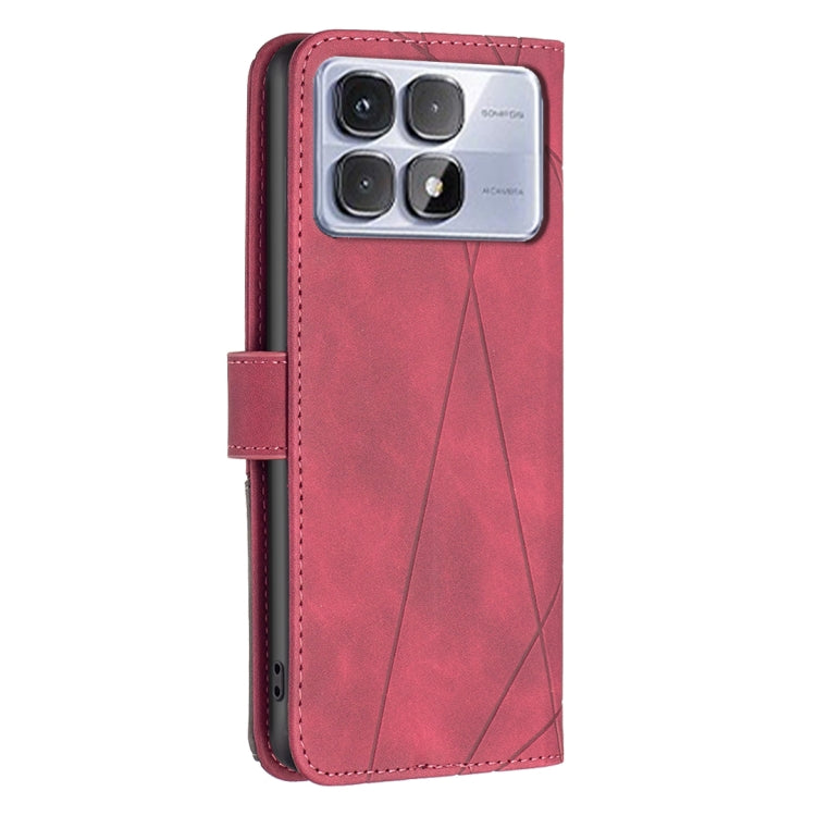 For Redmi K70 Ultra Magnetic Buckle Rhombus Texture Leather Phone Case(Red) - Xiaomi Cases by buy2fix | Online Shopping UK | buy2fix