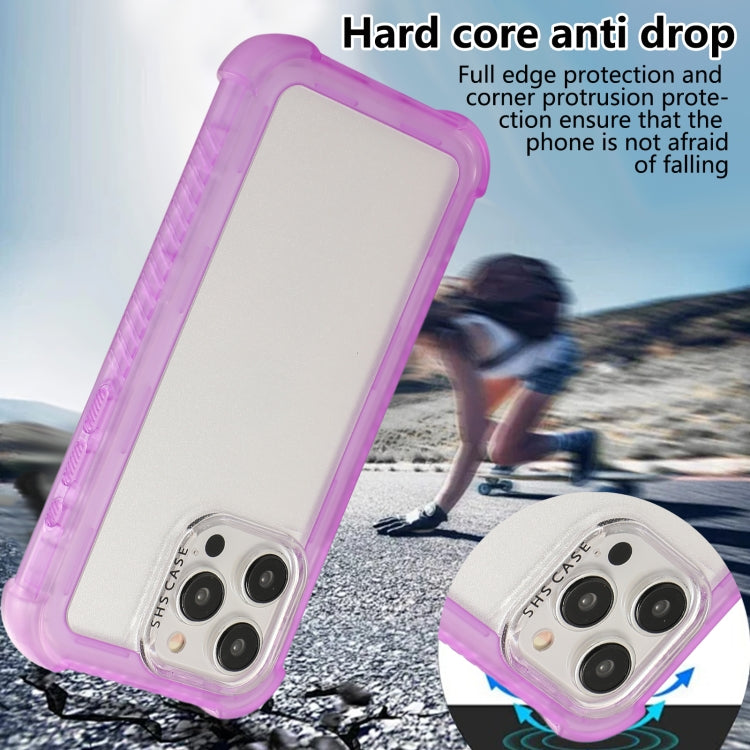 For iPhone 16 Pro Transparent Matte TPU Hybrid PC 3-in-1 Phone Case(Purple) - iPhone 16 Pro Cases by buy2fix | Online Shopping UK | buy2fix