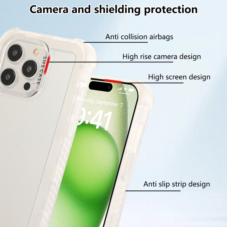 For iPhone 16 Transparent Matte TPU Hybrid PC 3-in-1 Phone Case(White) - iPhone 16 Cases by buy2fix | Online Shopping UK | buy2fix