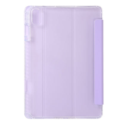 For Huawei Matepad SE 11 2024 Clear Acrylic 3-Fold Leather Tablet Case(Purple) - Huawei by buy2fix | Online Shopping UK | buy2fix